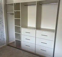 Mussel wardrobes designed with and built for our client, fitted in Ingleby Barwick